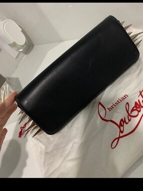 Christian Louboutin Black Leather spiked Clutch